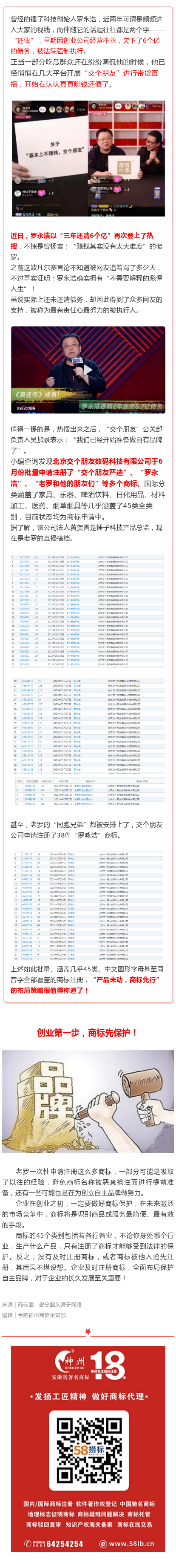 三年還了6個(gè)億，羅永浩“交個(gè)朋友嚴(yán)選”注冊(cè)全類(lèi)商標(biāo)