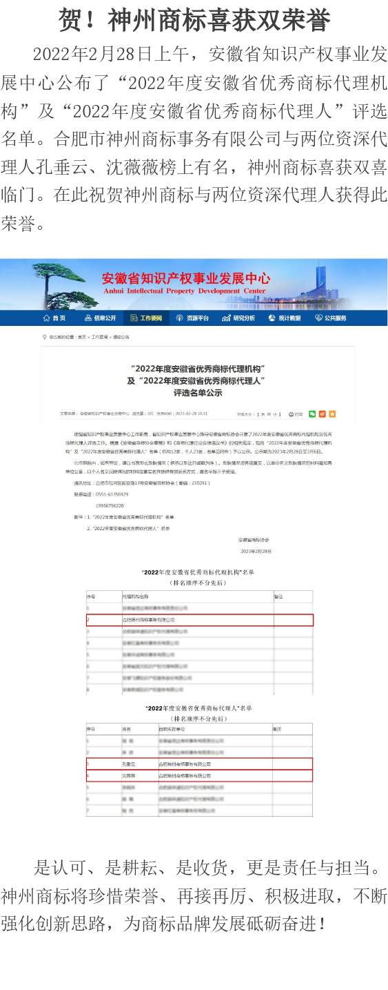 賀！神州商標(biāo)喜獲雙榮譽(yù)